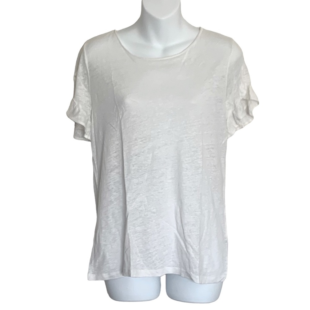 Vineyard Vines 100% Linen Ruffle Short Sleeve Size Medium